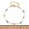 Brass & Synthetic Turquoise Link Chain Bracelets KK-H299-03G-5