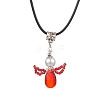 Angel Glass Sead Beaded Wing Pendant Necklaces NJEW-MZ00090-04-2