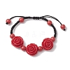 4Pcs 4 Styles Rose Flower Resin Nylon Thread Braided Bead Bracelet Sets BJEW-JB10880-3