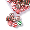 42Pcs 7 Colors Christmas Theme Printed Natural Wooden Beads WOOD-FS0001-04-3