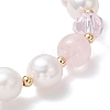 Natural Rose Quartz & Cultured Freshwater Pearl Beads Stretch Bracelets BJEW-JB12856-02-4