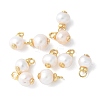Brass with Natural Pearl Pendants KK-F892-35G-1