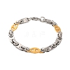 304 Stainless Steel Horse Eye Link Chain Bracelets BJEW-B078-134GP-1