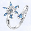 Alloy Rhinestone Snowflake Cuff Open Rings for Women WGB7CFA-01-1