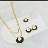 304 Stainless Steel & Acrylic Pendant Necklaces & Hoop Earrings & Rings Sets FS-WGD4BAB-04-2