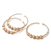 Brass Wire Wrapped Natural  Pearl Cuff Bangles for Women BJEW-D453-06G-4