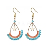 Dyed Natural Howlite Beaded Teardrop with Star Dangle Earrings EJEW-MZ00079-02-1