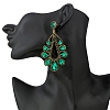 Teardrop Brass with Rhinestone Stud Dangle Earrings FS-WGBB975-02-2