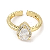 Rack Plating Brass Micro Pave Cubic Zirconia Cuff Finger Rings for Women RJEW-C114-21F-G-2