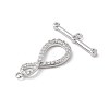 Brass Micro Pave Clear Cubic Zirconia Toggle Clasps KK-P234-66P-3