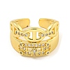 Brass Cubic Zirconia Open Cuff Ring RJEW-L121-024G-2