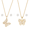 HOBBIESAY 2 Sets 2 Styles Clear Cubic Zirconia Stud Earrings & Butterfly Pendant Necklaces Set SJEW-HY0001-01-1