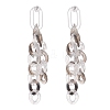 Acrylic Curb Chain Tassel Dangle Stud Earrings for Women EJEW-JE04767-02-1