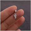 Brass Micro Pave Clear Cubic Zirconia Feather Cartilage Earrings WGFF6D3-07-1