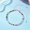 Natural Multicolor Tourmaline &  Electroplate Non-magnetic Synthetic HematiteRound Bead Braided Beaded Bracelets for Women BJEW-JB13434-01-1