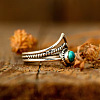 Alloy and Synthetic Turquoise Finger Rings FS-WG19095-01-3
