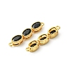 SHEGRACE Brass Pave Black Cubic Zirconia Triple Oval Links Connector Charms XGRQ3P540-645G-2