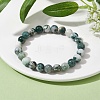 Natural Tree Agate Round Bead Stretch Bracelets for Women BJEW-JB09871-3