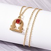 304 Stainless Steel Glass Drill Birth Stone Constellation Pendant Necklaces LS-STAS-D305-08G-G-5