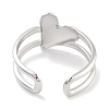 Non-Tarnish 304 Stainless Steel Heart Open Cuff Rings for Women RJEW-K273-11P-3