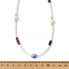 Natural Lapis Lazuli Heishi Beads & Rice Natural Pearl & Glass Seed Beaded Necklaces NJEW-JN06249-02-4