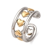 304 Stainless Steel Double Color Cuff Rings RJEW-S635-01GP-U-1