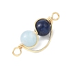 Copper Wire Wrapped Natural Lapis Lazuli & Dyed Blue Quartz Round Beded Links Connector Charms PALLOY-JF04678-02-4