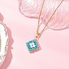 Natural Rainbow Moonstone and Handmade Glass Beaded Rhombus Pendant 304 Stainless Steel Cable Chain Necklaces NJEW-MZ00124-03-1