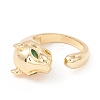 Yellow Green Cubic Zirconia Leopard Open Cuff Ring KK-E005-13G-2