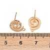 Brass Micro Pave Clear Cubic Zirconia Spiral Stud Earring Findings KK-Z133-02G-01-3