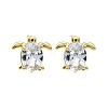 Brass Micro Pave Clear Cubic Zirconia Stud Earrings EJEW-H157-03G-01-4