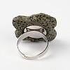 Adjustable Nuggets Lava Rock Gemstone Finger Rings RJEW-I019-10-3