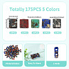 175Pcs 5 Colors 2-Hole Opaque Glass Seed Beads SEED-PJ0001-04A-4