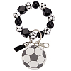 1Pc Printed Acrylic & Faux Suede Tassel Pendant & Wood Bead Keychains HJEW-SP0001-86E-1