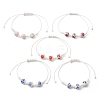 Adjustable Handmade Flower Printed Porcelain Beads Braided Beaded Bracelets for Women BJEW-JB13580-2