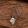 Halloween Zinc Alloy Cowbody Skull Pendant Necklaces for Unisex WGCDD93-01-4
