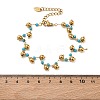 304 Stainless Steel Faceted Round Synthetic Turquoise Beaded Bracelets BJEW-C151-04A-5