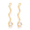 Brass Micro Pave Clear Cubic Zirconia Pendants KK-T078-01G-05-1