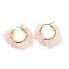 Natural Rose Quartz Chips Braided Hoop Earrings EJEW-JE04940-01-1