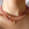 Bohemian Style Natural Stone Beaded Double Layer Necklaces ZE1152-4