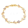 Brass Pave Cubic Zirconia Flower Link Chain Bracelets for Women KK-CBA68DA-14G-07-4