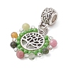 Faceted Round Natural Tourmaline & Glass Seed Beads European Dangle Charms PALLOY-MZ00275-03-3