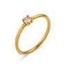 Flat Round 304 Stainless Steel Micro Pave Cubic Zirconia Finger Rings FS-WG2DA17-54-1