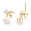 Natural Pearl Cherry Stud Earrings with 925 Sterling Silver Pins EJEW-T019-03G-3