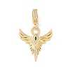 Brass Clear & Green Cubic Zirconia Wings European Dangle Charms KK-U044-11G-1