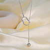304 Stainless Steel Round Ball Slider Lariat Necklaces for Women WGD4E8A-02-1
