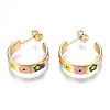 Brass Enamel Stud Earrings X-EJEW-T014-07G-NF-2