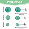 FIBLOOM 3 Pairs 3 Styles Natural Green Aventurine Round Stud Earrings with 925 Sterling Silver Pins EJEW-FI0002-16-2