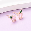 Brass Micro Pave Cubic Zirconia Apple Stud Earrings EJEW-L278-04G-1