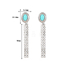 Fashionable Stainless Steel Earrings with Turquoise Inlay and Zircon Chain UI6836-1